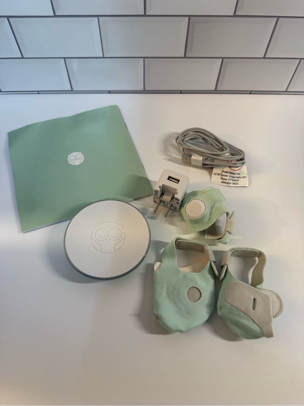 Owlet Baby Care Smart Sock - Mint Green & White